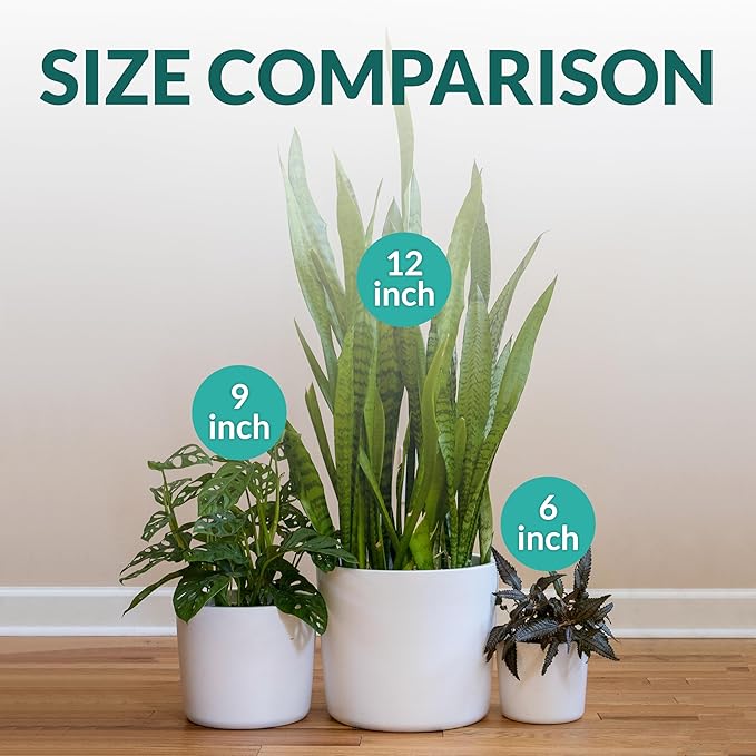 Willowy Large Matte White Ceramic Planter - 12 Inch Pots for Plants Indoor, Modern Planters for Indoor Plants, Big 12 inch Plant Pot, White Plant Pot with Drainage Hole Plug