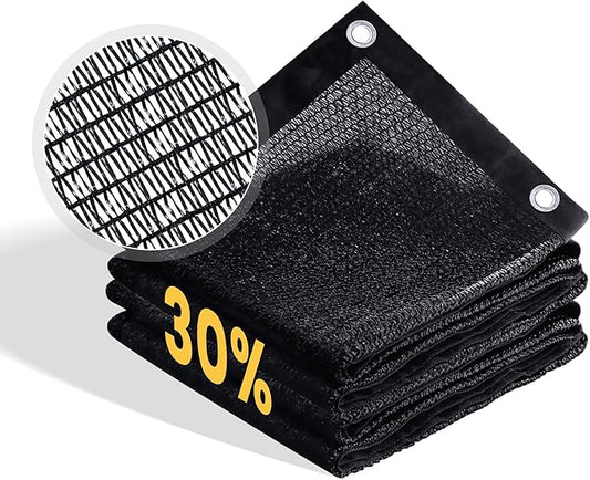 VICLLAX 30% Shade Cloth, 10x19FT Durable Black Mesh Trap with Every 3 FT Grommet, Sun Shade Fabric Netting for for Plants Cover, Greenhouse, Chicken Coop, Barn Kennel, Garden Patio