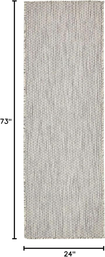 Unique Loom Collection Casual Transitional Solid Heathered Indoor/Outdoor Flatweave Area Rug (2' x 6' 1" Runner, Light Gray/Ivory)