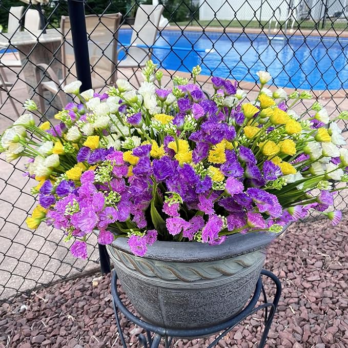 16pcs Outdoor Artificial Flowers UV Resistant Fake Flowers Bulk Artificial Flowers for Decoration Faux Silk Flowers for Garden Porch Window Box Hanging Planter Decorating