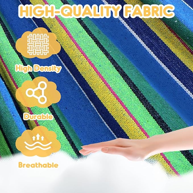 ANYOO Cotton Hammock Portable Camping Hammocks for Hanging Sturdy Garden Comfortable Fabric Hammock with Tree Straps Up to 660lbs with Travel Bag for Camping Outdoor/Indoor Patio Backyard
