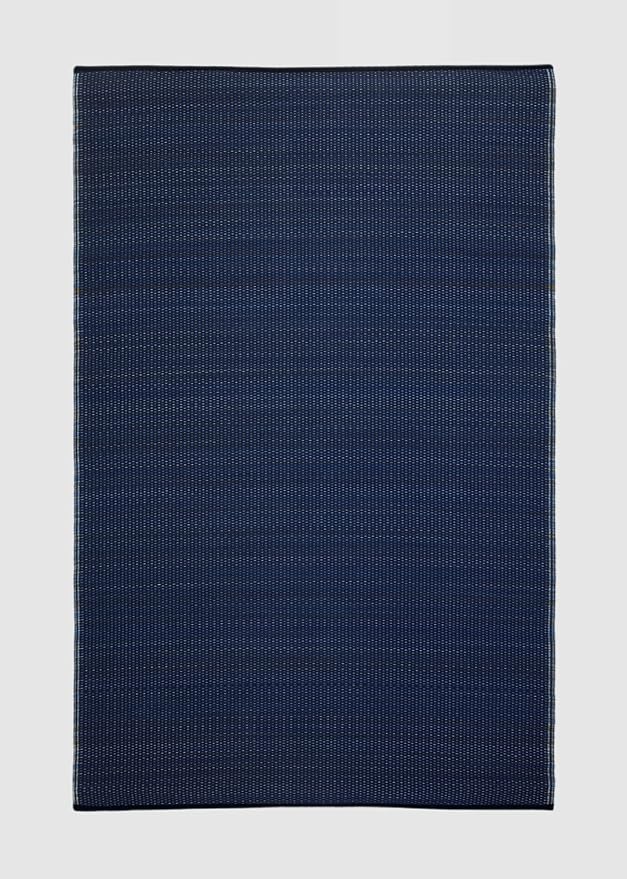 Fab Habitat Outdoor Rug - Waterproof, Fade Resistant, Crease-Free - Premium Recycled Plastic - Striped - Patio, Deck, Porch, Balcony, Laundry Room - Cancun - Shadow Blue - 4 x 6 ft