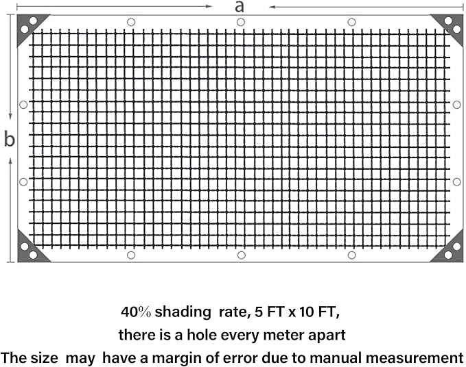 winemana Black Shade Cloth 40%, 5x10 FT Mesh Tarp - Garden Shade for Greenhouse, Patio, Vegetables, Plants Cover and Chicken Coops, Sun Shade Net for Outdoor Protection with Reinforced Grommets