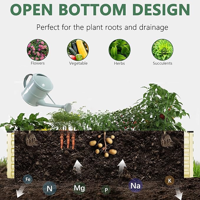 FOOWIN 2pcs 6x3x2ft Galvanized Raised Garden Bed, Planter Raised Garden Boxes Outdoor, Large Metal Raised Beds for Gardening, Garden Bed for Vegetables, Flowers, Herb, Cream Yellow