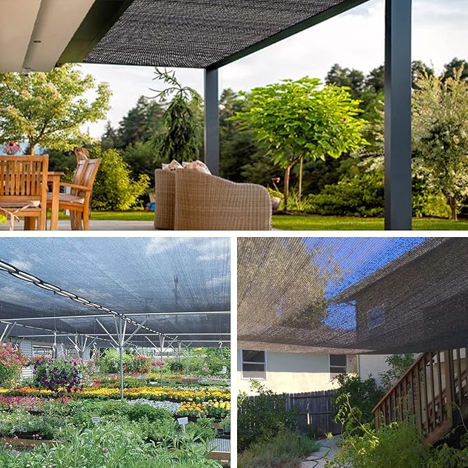 70% 20 X 20 FT Black Shade Cloth, Outdoor Sunblock Shade Cloth with Grommets, Durable Sun Shade Netting Shading Antifreezing for Patio, Garden, Plants Cover, Greenhouse, Barns, Dog Kennel
