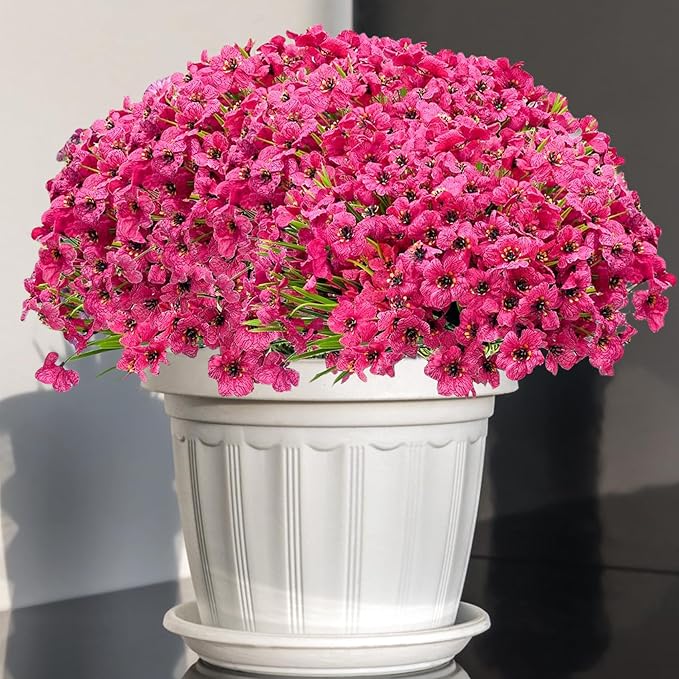 16pcs Outdoor Artificial Flowers UV Resistant Fake Flowers Bulk Artificial Flowers for Decoration Faux Silk Flowers for Garden Porch Window Box Hanging Planter Decorating