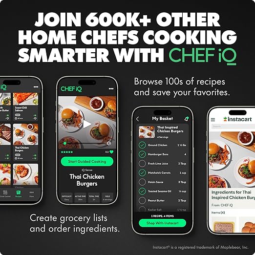 CHEF iQ Sense [2025 Model] | Smart Wireless Meat Thermometer | 3 Ultra-Thin Probes | WiFi Unlimited Range | 1000°F Heat Safe | 5 Sensors | BBQ, Grill, Oven, Smoker, Air Fryer | Gen3