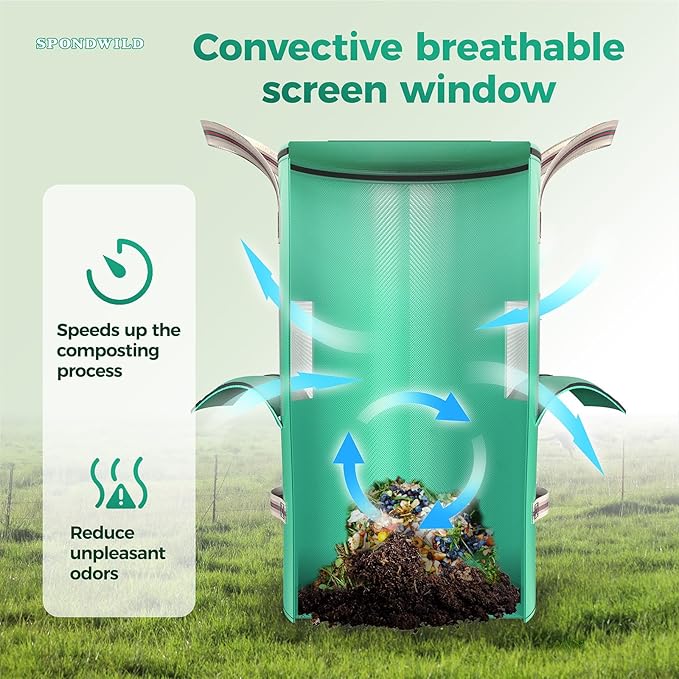 Compost Bin Outdoor - 14.39 Gallon Breathable Thickened Reusable Garden Yard Waste Bags, Composting Bin for Outside Garden with Faster Composting & Odor Reduction