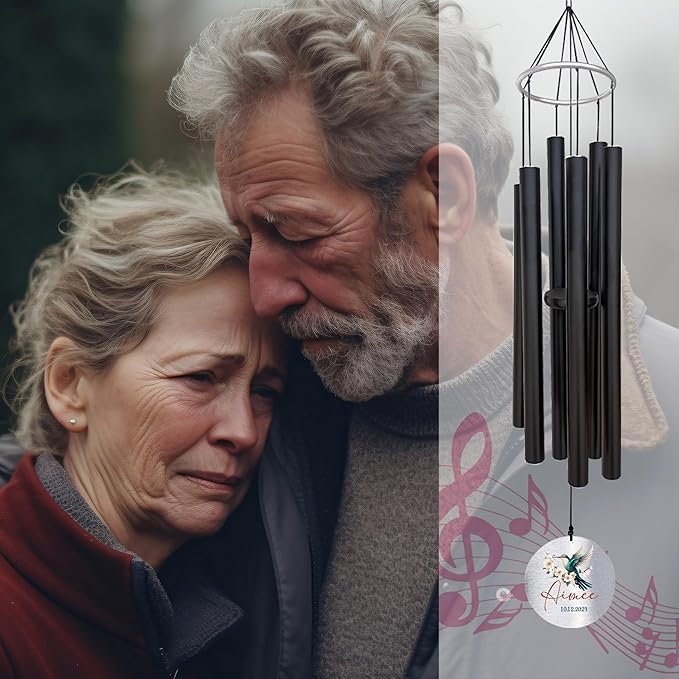 Personalized 36" Bereavement Wind Chimes for Outside, Memorial Gift in Remembrance of a Loved One, Sympathy Gift for Loss of Mother Father Husband, Garden Patio Decor