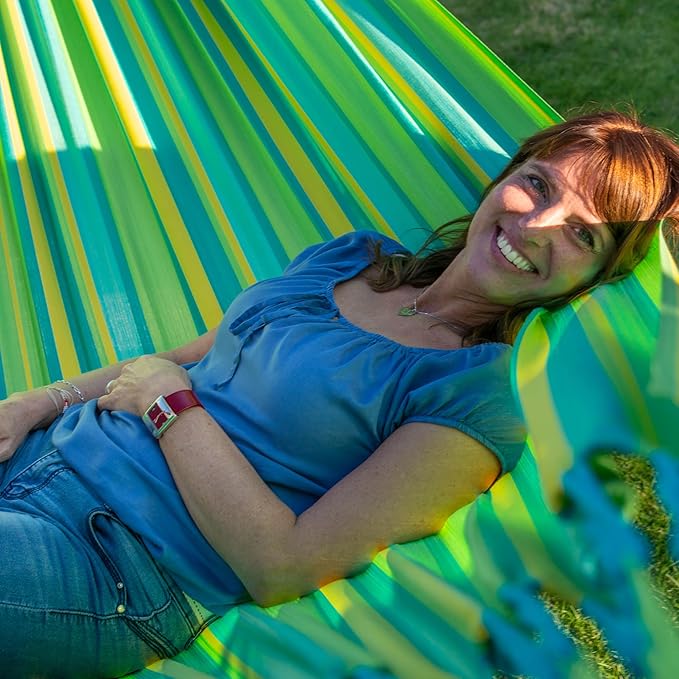 LA SIESTA Brisa Classic Hammock, Handmade, Weather-Resistant, Tear-Resistant Hammock for Indoor & Outdoor Relaxation, Size-King - Lime