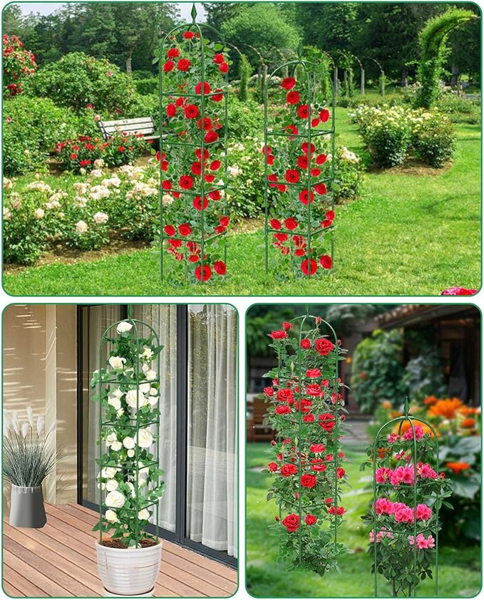 Garden Trellis for Climbing Plants Outdoor & Indoor - 2 Pack 6Ft Tall Rustproof Plant Support Cage for Vines, Flowers, Vegetables, Roses | Heavy-Duty, Adjustable & Decorative