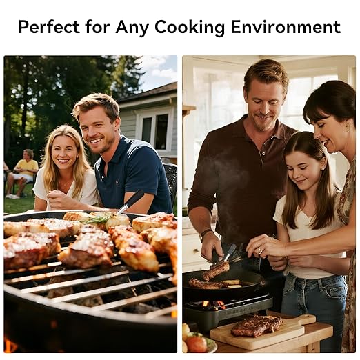 Smart Wireless Meat Thermometer, Bluetooth Food Thermometer for Grill, Remote Tracking and Accurate Temperature with APP Alerts, Perfect Gifts for Men, BBQ Lovers, Smoker