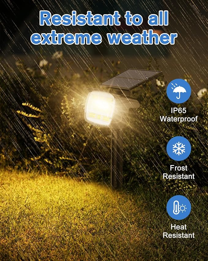 Fabrito Solar Spot Lights Outdoor 136 LEDs, Big Brighter Lighting Solar Lights Outdoor, 4 Pack IP65 Waterproof Landscape Spotlights Auto On/Off for Yard, Garden, Pathway, Plants,Tree (Warm White)