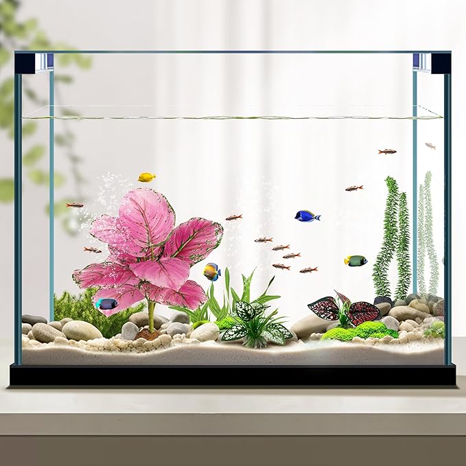 Reptile Artificial Plants, Terrarium Plants Decorations Supplies, Aquarium Fish Tank Plants, Amphibian Habitat Hideout Tank Accessories(L Set-3pcs/F)
