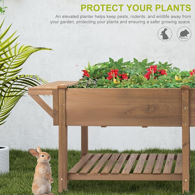 Raised Garden Bed with Legs Outdoor, Elevated Garden Box with Legs, Large Storage Shelf for Vegetable, Flower, Herb, Easy to Assemble，81x23x31 in