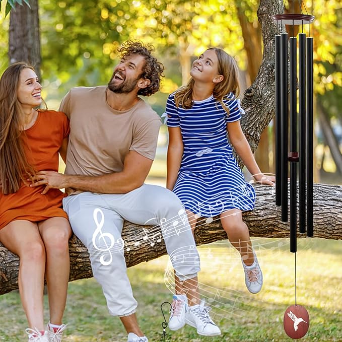 60" Wind Chimes Outdoor, WindChimes Large Wind Chimes for Outside Deep Tone with 5 Tuned Tubes and S Hook, Wind Chime Outdoor Decoration for Patio, Garden, Yard (Hummingbird)