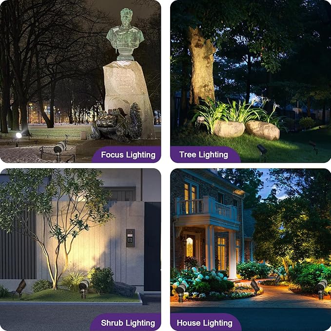 Low Voltage Spot Lights, 2700K-5000K Adjustable, 7W, 520LM, IP65 Waterproof, CRI 90+, 12-24V AC/DC, Outdoor Landscape Light for Garden, Yard, Bronze, ETL Listed, 12-Pack