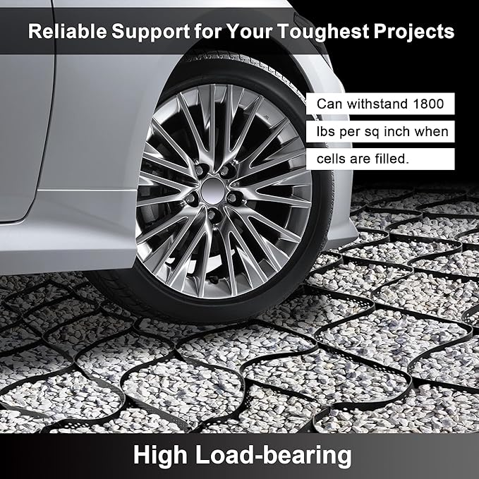 4" Thick Groud Grid Geo Grid for Gravel 9ft x 17ft, Geocell for Driveway Walkway with1885 LBS Per Sq Strength, Foldable and Expandable Stabilization System for DIY Patio, Pathways, Slopes & Gardens