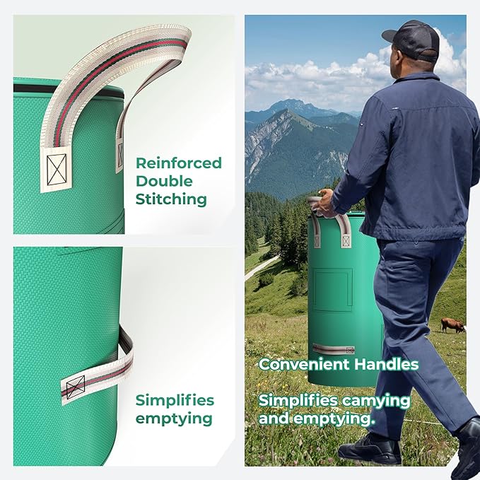 Compost Bin Outdoor - 43 Gallon Breathable Thickened Reusable Garden Yard Waste Bags, Composting Bin for Outside Garden with Faster Composting & Odor Reduction