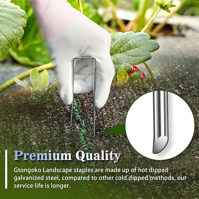 Gtongoko 200 Pack Galvanized Landscape Staples Garden Stakes Plant Cover Stakes 6 Inch 11 Gauge SOD Staples Fence Stakes for Landscaping Securing Weed Barrier Fabric, Decoration