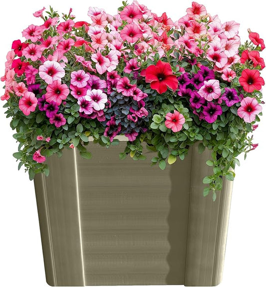 Raised Garden Bed - 1x1 ft Planter Box - Weathered Wood HDPE - No Tools Needed - DIY Kit for Urban Gardening, Flowers, Herbs & Vegetables - Made in The USA - 2 Pack