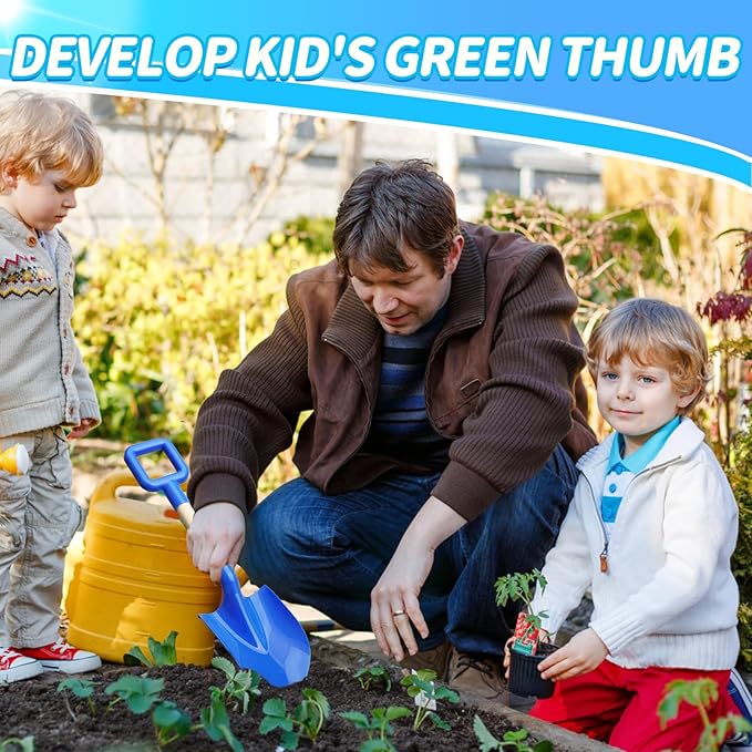 16" Beach Sand Shovels Toys for Kids, Gardening Tool Kits, Sturdy Long Wooden Spade for Sand Snow Digging, ABS Plastic Scoops Equipment Gift for Summer Winter Camping Backyard Planting (3PCS)