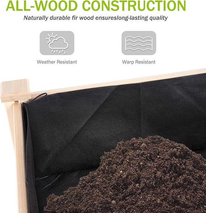 Backyard Expressions 48"x34" Raised Garden Bed - Elevated Wood Planter Box for Healthy Plant Growth, 440 lb Capacity - Natural Color