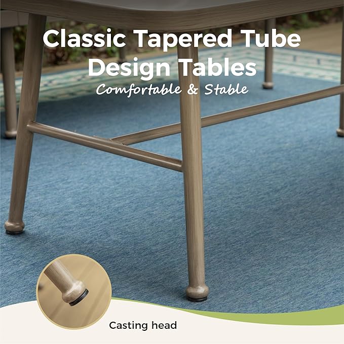 Outdoor Patio Furniture Set with Swivel Chairs, 4-Piece Steel Patio Outdoor Conversation Sets with Washable Thick Cushions, Windsor Outdoor Patio Sectional for Garden, Backyard, Balcony-Beige