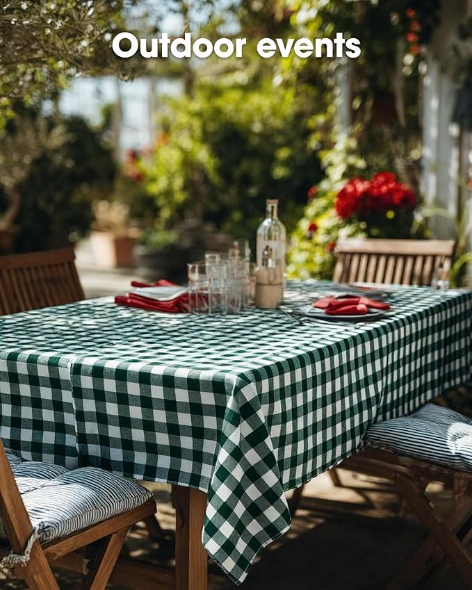 Pureegg Plastic Table Cloth Disposable 8 Pack, 54 x 108 Inch Table Cloths, Easter Party, Picnic, Wedding, Decorative Tablecloths, Rectangle, Baby Blue Plastic Cover, Leakproof & Sturdy, Green Plaid