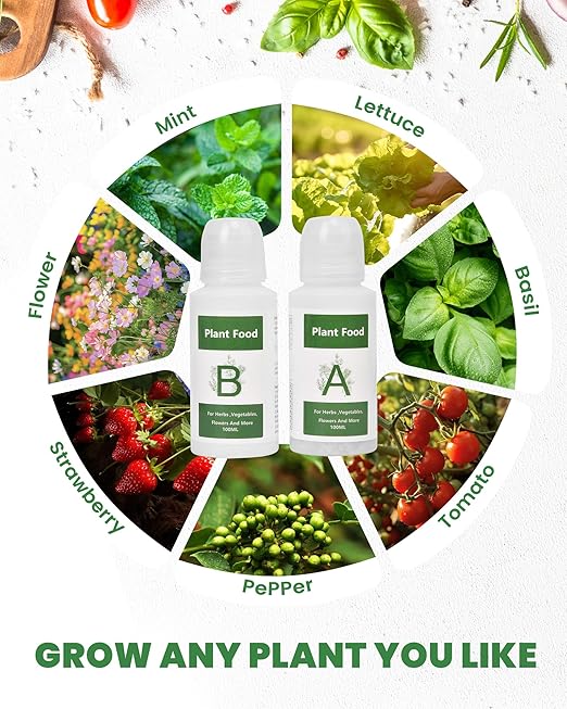 RainPoint Hydroponic Nutrients A&B (800ml in Total), Plant Food A&B for Indoor Hydroponics Growing System, Hydroponics Fertilizer for Growing Vegetables, Fruits, and Flowers