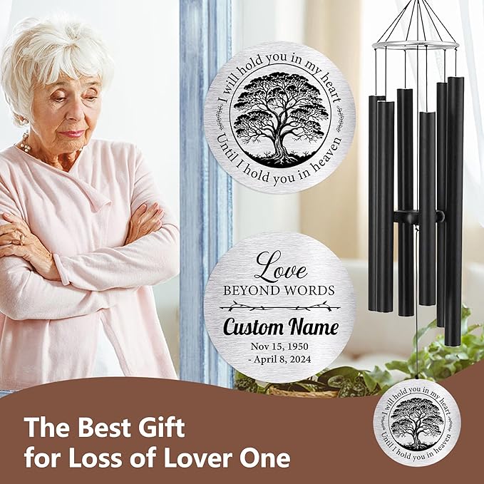 Personalized 36" Bereavement Wind Chimes for Outside, Memorial Gift in Remembrance of a Loved One, Sympathy Gift for Loss of Mother Father Husband, Garden Patio Decor
