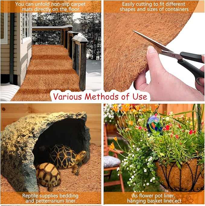 Riare 4 Pack 16 × 80 Inch No-Slip Ice and Snow Carpet Mats- Waterproof Outdoor Coconut Fiber Carpet Anti-Slip Coir Runner for Walkways, Front Door, Stairs, Porch Safe & Stable Walking