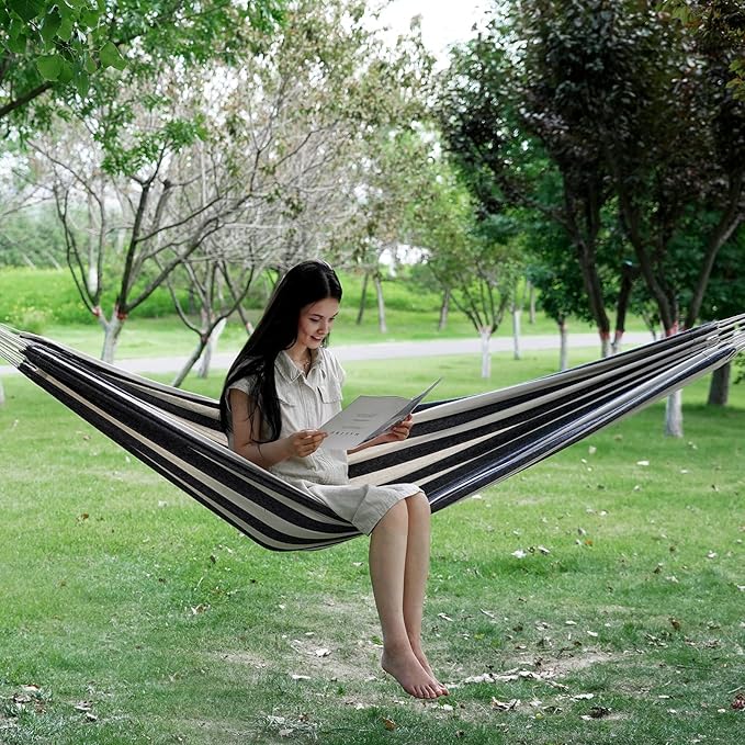 INNO STAGE Brazilian Hammock with Tree Straps - Cotton Hammocks Portable Hammock with Carry Bag for Backyard, Porch, Outdoor and Indoor Use
