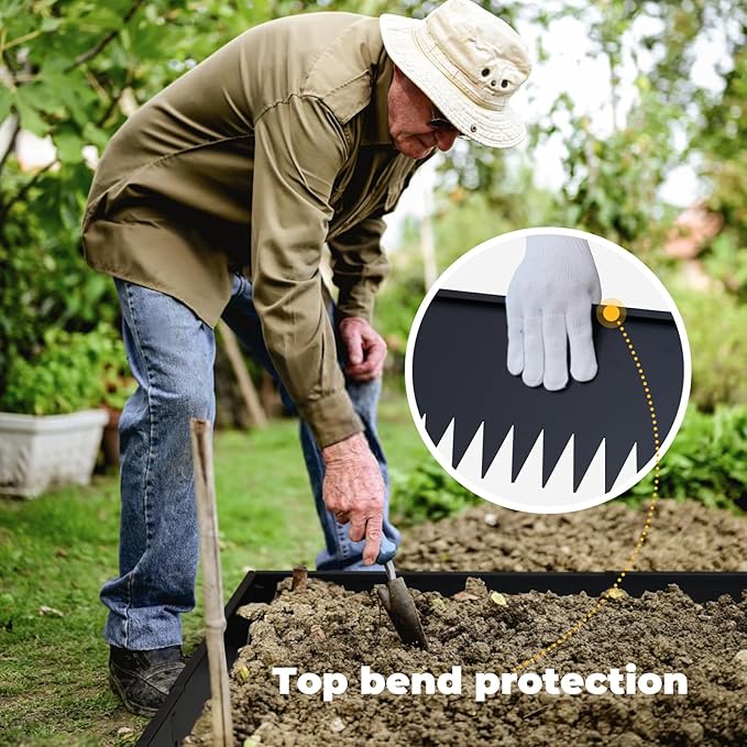 Metal Lanscape Edging 20“ L * 8” H Strips Black Steel Edging for Lanscape 12pcs for Enhanced Garden, Yard, Park, DIY Outdoor Patio (Black, 8 inch)