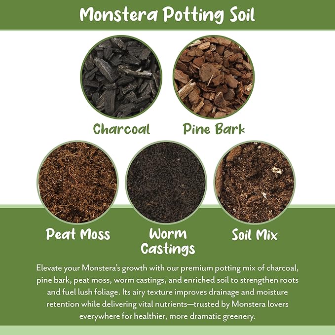 Monstera Houseplant Potting Soil Mix (12 Quarts), Custom Blend for Growing and Repotting