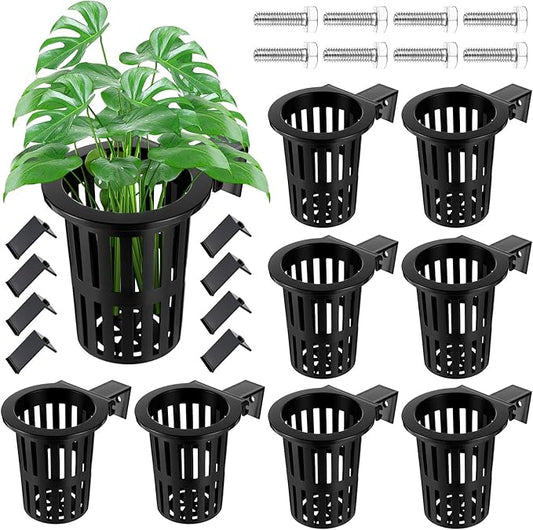 Baderke 8 Pack Aquarium Plant Holder Hanging Aquarium Planter Cup with Extension Hooks for Fish Tank Aquatic Plants Decorations