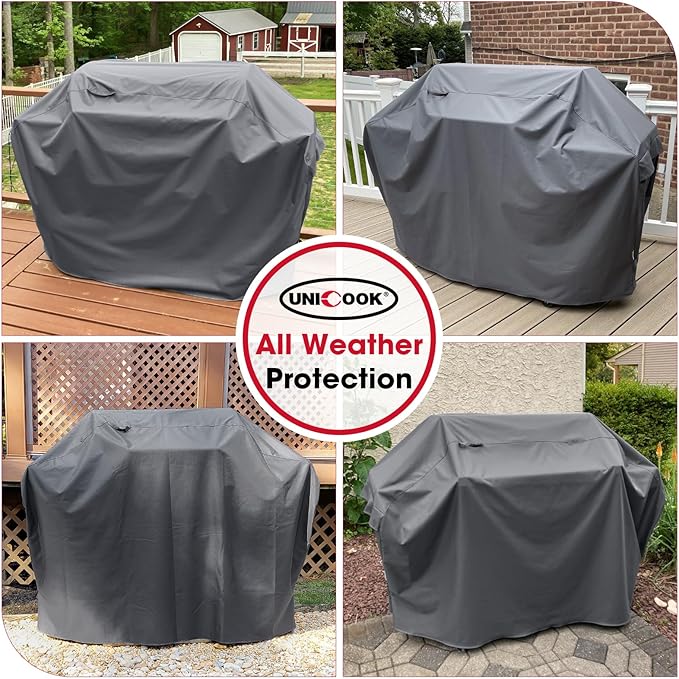 Unicook 50 Inch Grill Cover for 48 Inch Outdoor Grill, Heavy Duty Waterproof BBQ Cover Compatible with Weber Spirit 200 Series, Fade Resiatnt Gas Barbecue Protector, All Weather Protection, Grey