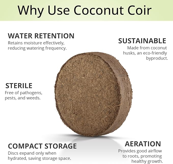 Coconut Coir Potting Soil for Indoor Plants - Expands to 7 Quart (15 lb) | Bonsai Soil Discs Perfect for General Houseplants, Herbs, and Bonsai Trees - Expands with Water