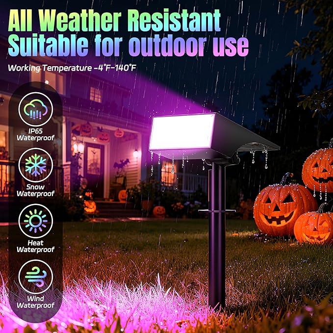 Solar Spot Lights Outdoor Color Changing, [7 Mode/2 Pack] Christmas Landscape Spotlights, Solar Lights Outdoor Waterproof,Led Powered Flood Light for Halloween Pathway Yard Garden Tree Walkway