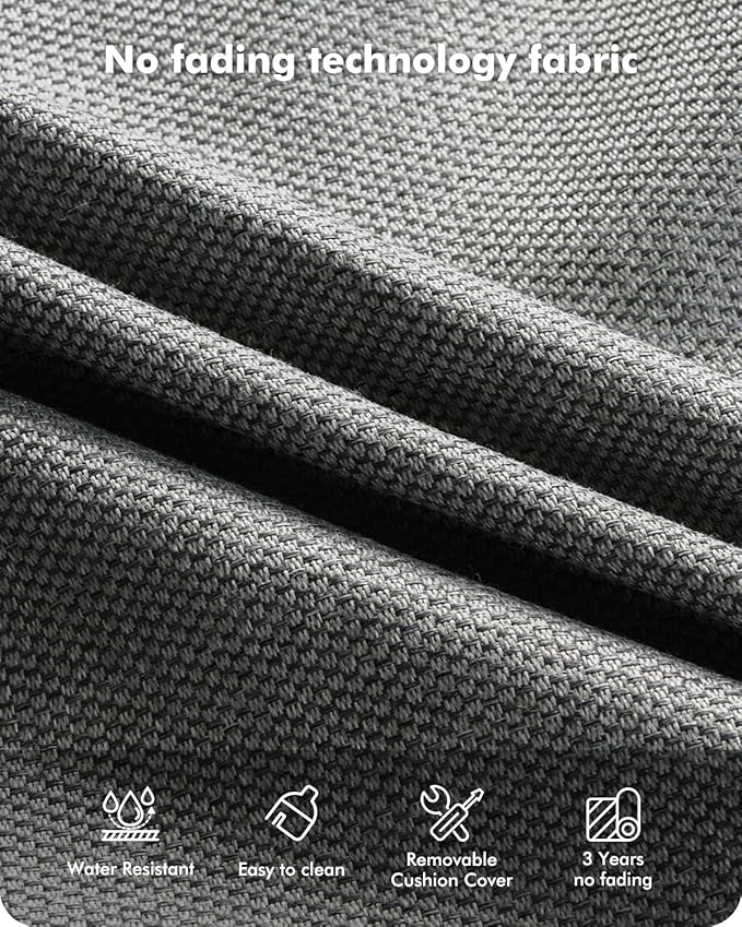 5 Pieces Patio Furniture Set,Outdoor Furniture with Rockers, Rattan Conversation Sets w/Coffee Table, Grey Wicker Light Dark Gray Cushion