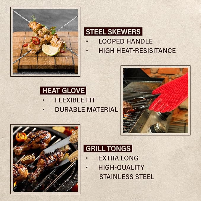 11-Piece BBQ Grilling Set with Engraved Maple Wood Box, Stainless Steel Tools with Wooden Handles, Ideal Gift for Dad on Birthday, Father’s Day - Best Flipping Dad