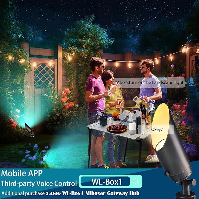 RGB Low Voltage Landscape Lighting, IP65 Adjustable Brass Color Changing Landscape Lights with Remote, 12V Spot Lights Outdoor for Yard Garden Patio Lawn Decorative