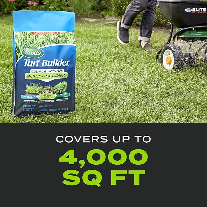 Scotts Turf Builder Triple Action Built for Seeding - Weed Preventer Plus Fertilizer, 4,000 sq ft (2-Pack)