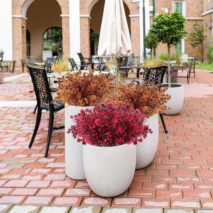 RECUTMS Faux Mums Plants,Artificial Flowers for Outside Artificial Fall Flowers, Fake Outdoor UV Resistant Autumn Plants for Home Kitchen Christmas Festival Thanksgiving Autumns Decoration(Brown)