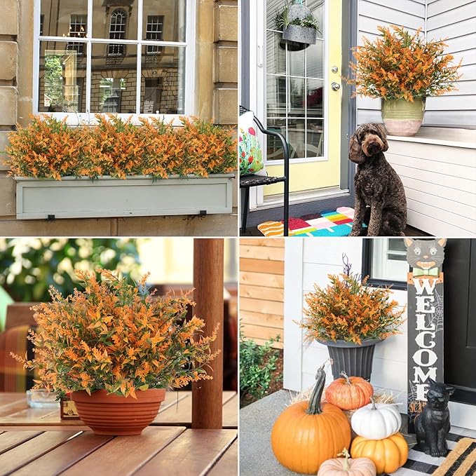 RECUTMS Artificial Plants Outdoor Fake Flowers for Outside Outdoor Flowers Artificial for Porch Artificial Outdoor Flowers UV All Weather Resistant Plastic Flowers for Outside Decoration(Salmon)