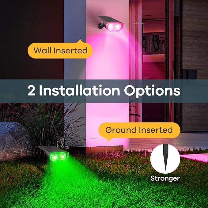 Linkind RGB Halloween Solar Lights Outdoor Waterproof IP67 StarRay Color Changing Spot Lights Outdoor for Yard Garden Pathway Holiday Christmas Decorations (Multicolor, 6 Pack)