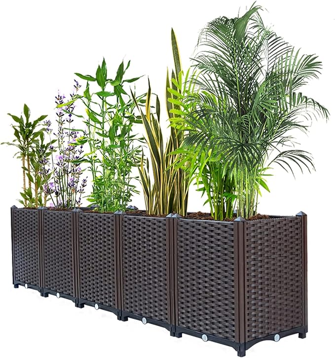 Raised Garden Beds Outdoor for Vegetables, Flowers, Herbs, Garden Box with Drain Outlet, Heat and Frost Resistance Planters