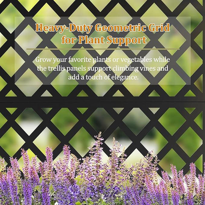 Metal Planter Box with Trellis, Heavy-Duty Raised Garden Bed for Climbing Plants, Drainage Hole, Outdoor Planter Box with Privacy Screen，35''L×16''W×71''H