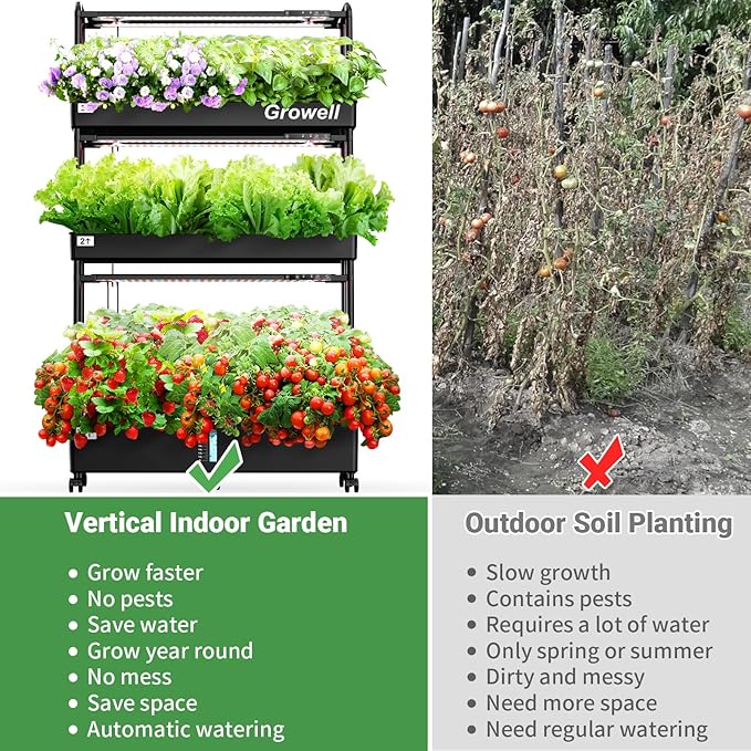 Large Hydroponics Growing System Kit, 90 Pods Vertical Hydroponic Garden with 2 Light Modes Grow Light, Auto Circulating Water System, 40L Indoor Gardening System for Herb Vegetable Fruit