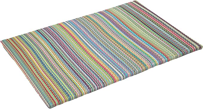 Fab Habitat Striped Non Slip Doormat - Durable, Thin - Recycled Plastic - Entryway, Front Door, Porch, Patio - Cancun - Candy (24" x 36" Non-Slip)